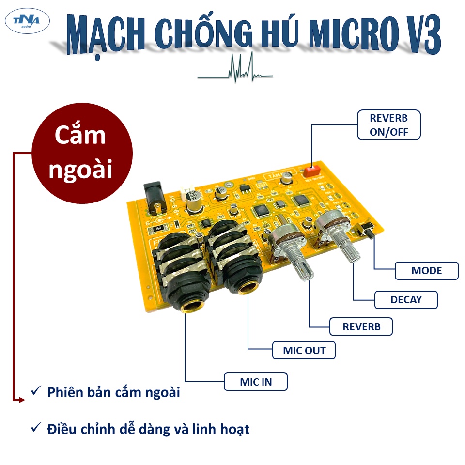 Bo Chống Hú Micro Có Reverb V3 Mới Nhất 2023 | Hộp Chống Hú Reverb V3 Tâm Nam