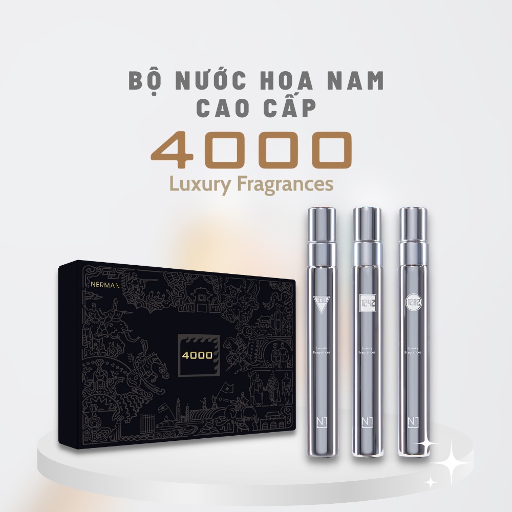 Bộ 3 Chai Nước Hoa Nam Nerman 4000 Hương Thơm Mạnh Mẽ Lôi Cuốn, Lưu Hương Tới 8h 10ml/chai - Chính Hãng