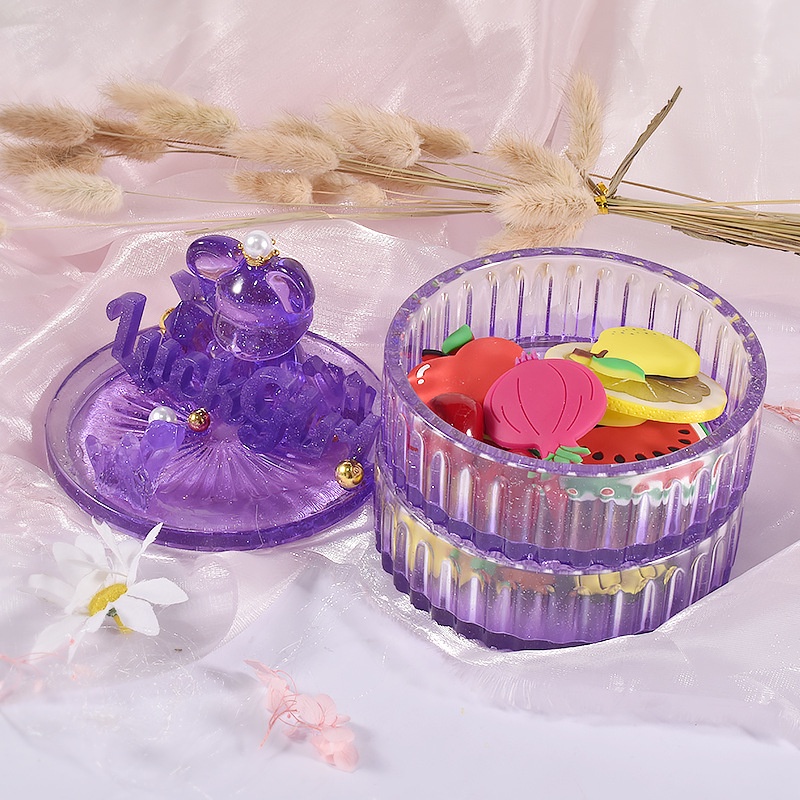 Khuôn Silica Gel Hình Tròn Họa Tiết Kẻ Sọc Nhiều Tầng Dùng Làm Hộp Đựng Đồ DIY