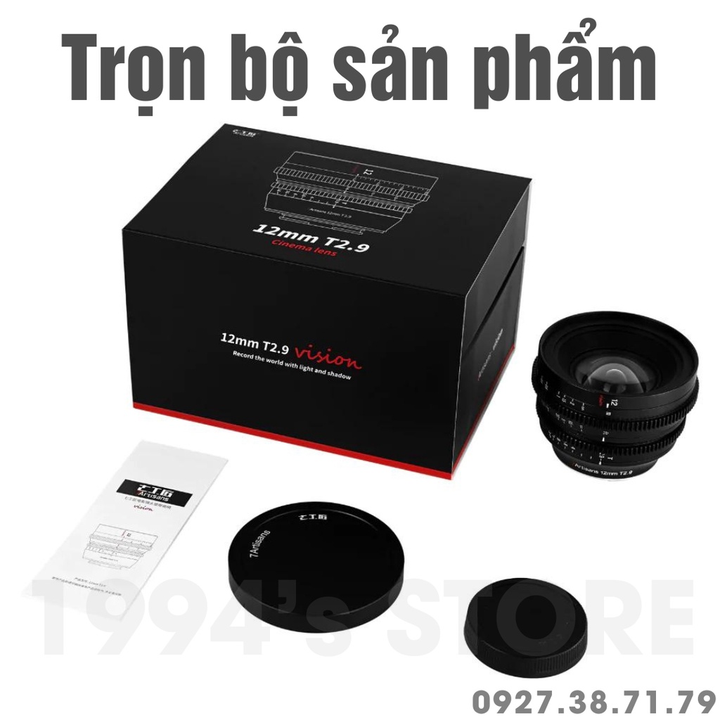 Ống kính 7Artisans 12mm T2.9 - Cine Lens siêu rộng dành cho Fujfilm, Sony, Leica L, M4/3, Nikon Z và Canon EOS R