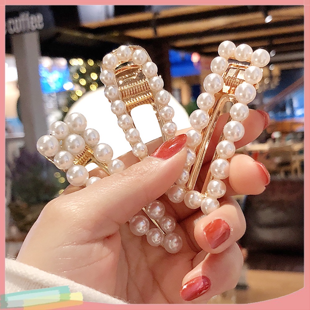 Kẹp tóc đính ngọc trai giả thanh lịch cho nữ