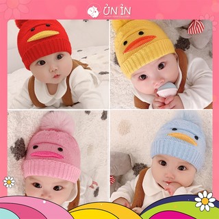 Nón len cao cấp hình vịt, nón len sơ sinh cho bé trai gái 0-12m unin n162
