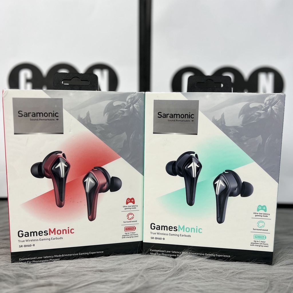 Tai nghe SARAMONIC SR-BH60 TRUEWIRELESS chính hãng, độ trễ siêu thấp, hỗ trợ kháng nước, thời gian nghe 7 tiếng