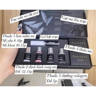 Set uốn mi siêu cong Nhật thời gian ủ thuốc nhanh Gladys