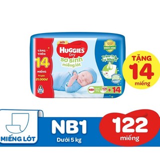 Miếng lót sơ sinh Huggies NB1 100 miếng, NB2 60 miếng mẫu mới