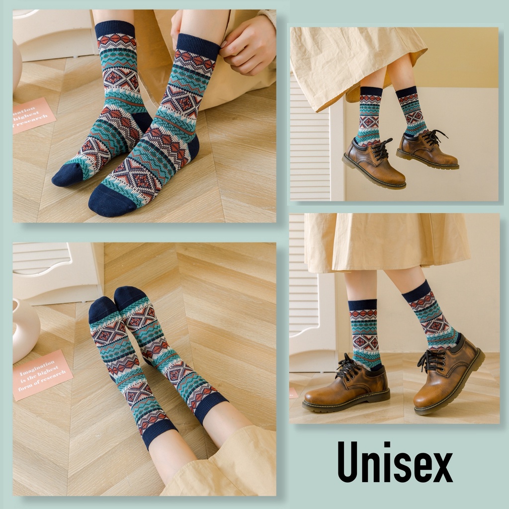 Tất Thời Trang Phong Cách Vintage Nam Nữ Cổ Cao