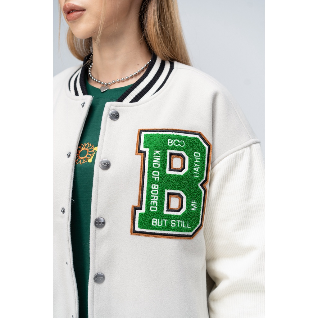 Áo Khoác Unisex BOO Varsity Phối Tay Nhung