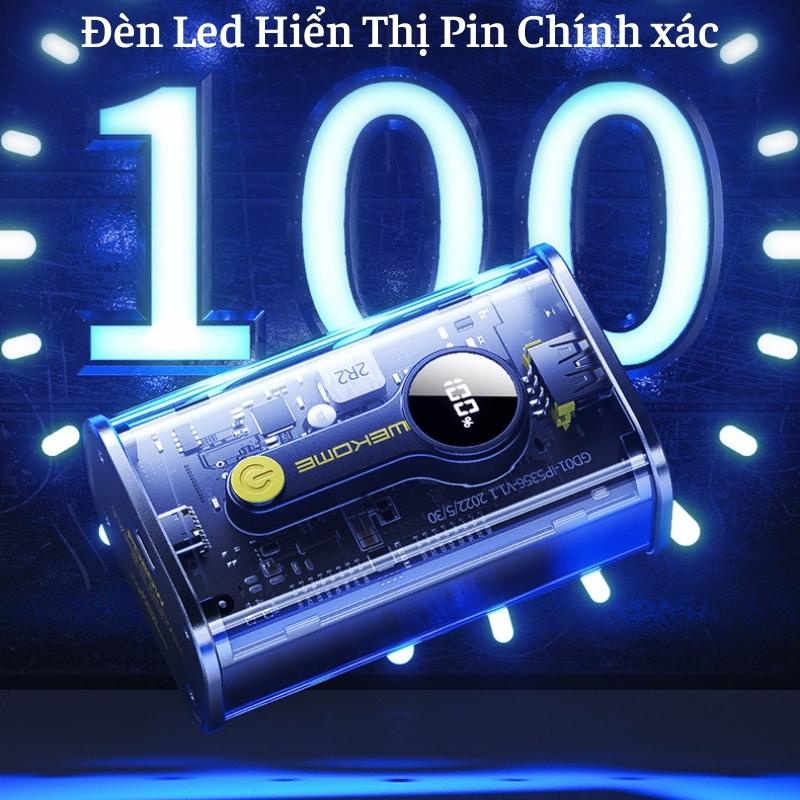 Sạc dự phòng trong suốt 10000mAh/20000mAh WP-333,sạc dự phòng 10000mAh/20000mah WP-337 - sạc dự phòng WEKOME 22.5w