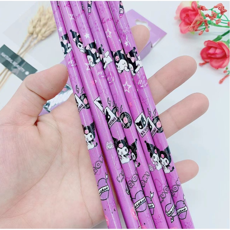 12 cây bút chì Sanrio HB Cinnamoroll bút chì môi trường Melody bút chì hình hoạt hình Kuromi Hex thanh bút chì Purin quà tặng văn phòng phẩm sinh viên
