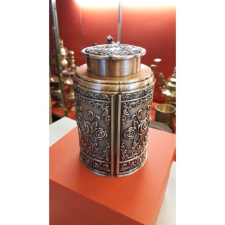 Lọ đựng chè đồng hoa văn cổ size To