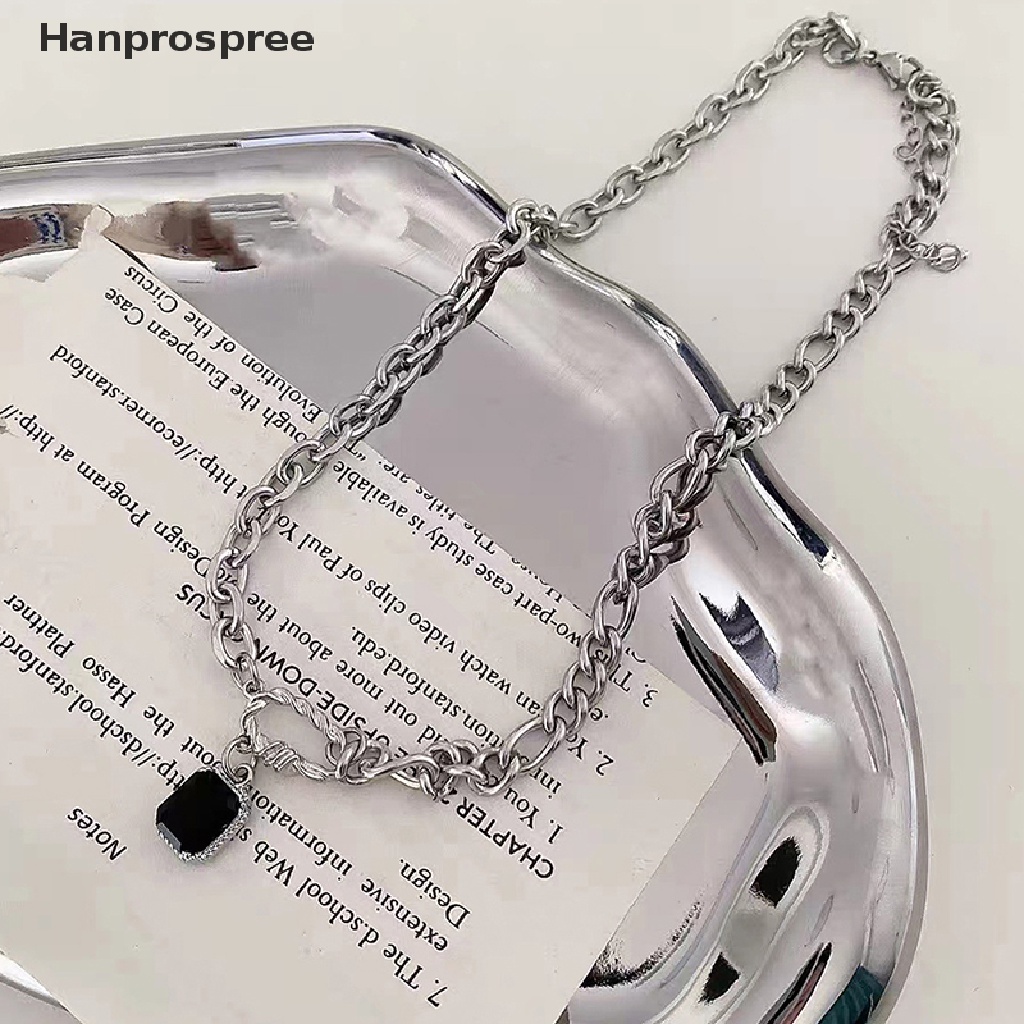 Hanprospree > Vòng cổ Đính Đá Quý Đen Mặt Kim Loại Không Đều Màu Bạc Thời Trang Kpop Chất Lượng Cao Cho Cô Dâu