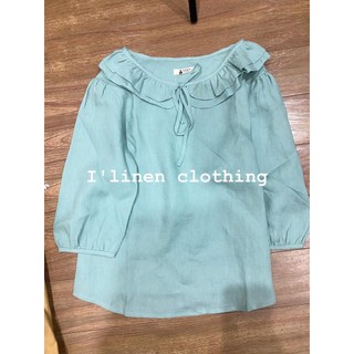áo sơ mi Linen cổ sen , ảnh chụp thật cận chât
