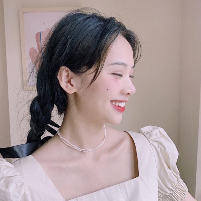 Vòng cổ LISA KIM choker trai gạo nhí xoắn 2 dây size 2-3 li phụ kiện trang sức