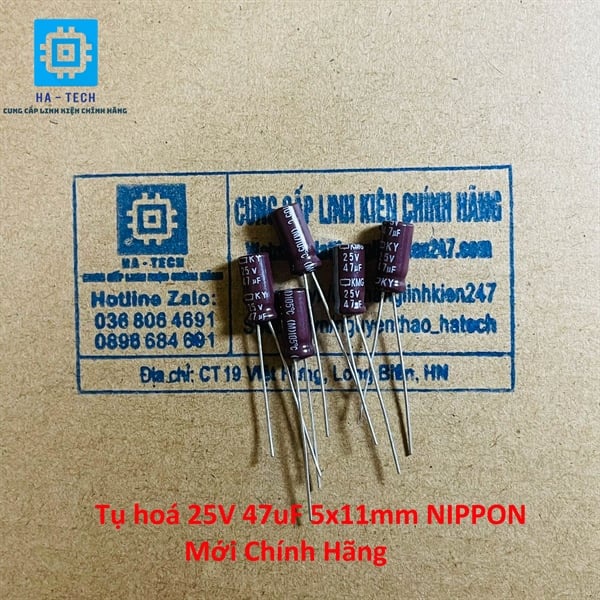 Tụ hoá 25V 47uF 5x11mm Nippon mới chính hãng
