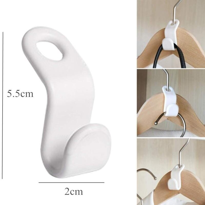 Set 10 đầu nối móc treo quần áo xếp tầng bằng nhựa cứng giúp tiết kiệm không gian tủ, phòng, quần áo luôn gọn gàng