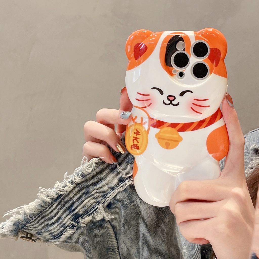 Ốp Lưng Hình Mèo Cầu Tài Nhiều Mẫu Mã Cho Điện Thoại iPhone X Xr Xsmax 11 12 13 14 15 Pro Max