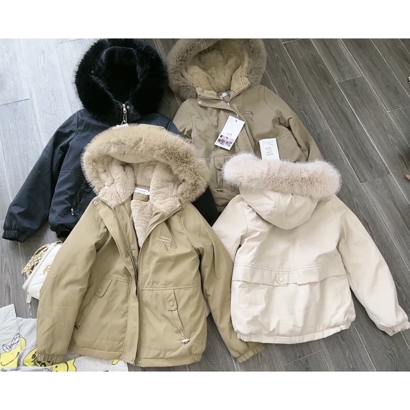 Áo parka lot lông muc lông siêu cấp dáng ngắn