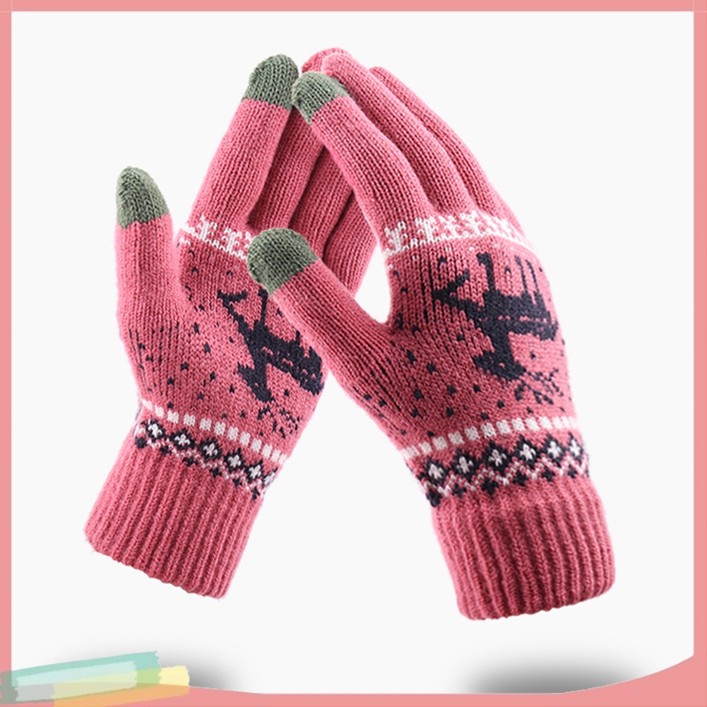 Găng Tay Len Giữ Ấm Họa Tiết Giáng Sinh Xinh Xắn