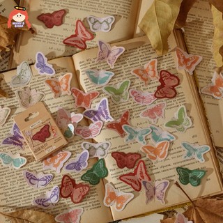 Set 46 miếng dán niêm phong diy hình bươm bướm phong cách retro