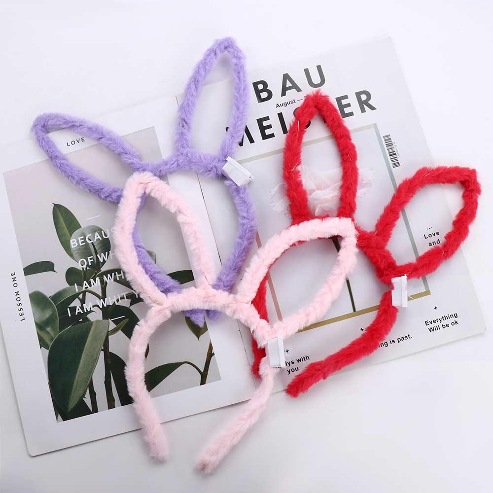 ANEMONE Băng Đô Cài Tóc Tai Thỏ Bằng Polyester Phối Lông Thời Trang Sáng Tạo Cho Bé