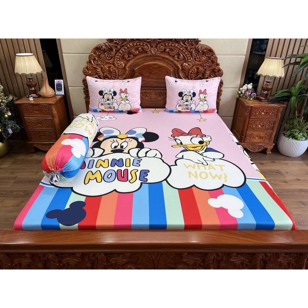 Bộ thun Ý lạnh 5D mẫu hoạt hình mickey mới với 3 tông màu