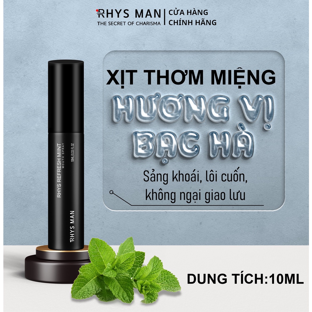 Quà tặng nam Sữa tắm gội 3 in 1 hương nước hoa 350ml & Xịt thơm miệng Rhys Refresh hương thơm mát 10ml