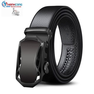Thắt lưng da nam cao cấp màu đen trơn chất xịn