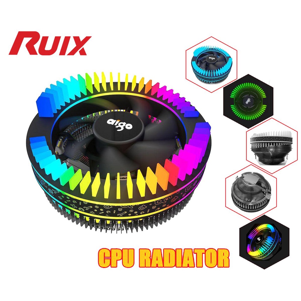 Tản nhiệt khí CPU RUIX aigo Auto RGB Đa năng- Chính hãng - mẫu mới 2022 (775/115x/1200/1366/AM4/AM3)