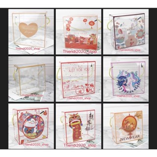 TD78-SET 10 Hộp Mica  Trong Có Quai Xách 14x14x7cm, Đựng Bánh Kẹo, Cookie