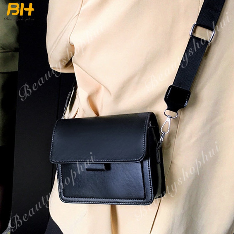 Túi Đeo Chéo Dáng Vuông Nhỏ Màu Trơn Đơn Giản Thời Trang Hàn Quốc Cho Nữ