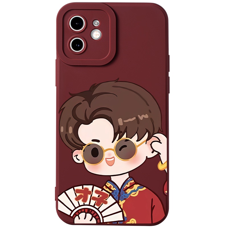 Ốp lưng JURSUE Tết hoạt hình cặp đôi dễ thương đẹp ngộ nghĩnh Cho iPhone 14 13 12 11 Pro Max SE 2020 X XR XS 8 7 ip 6S 6 Plus kute XYH1046