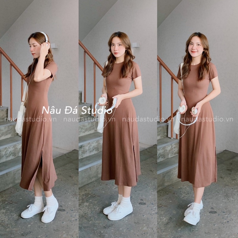 ĐẦM BODY THUN GÂN  - NÂU ĐÁ STUDIO.