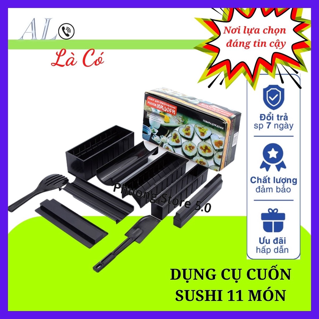 DỤNG CỤ CUỐN SUSHI 10 MÓN - BỘ KHUÔN LÀM CƠM CUỘN CAO CẤP