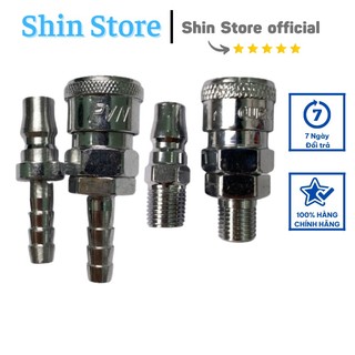 Bộ đầu bi nối hơi nhanh bằng kim loại ren (trong - ngoài) 13mm, nối - đuôi chuột 8 -SHINSTORE