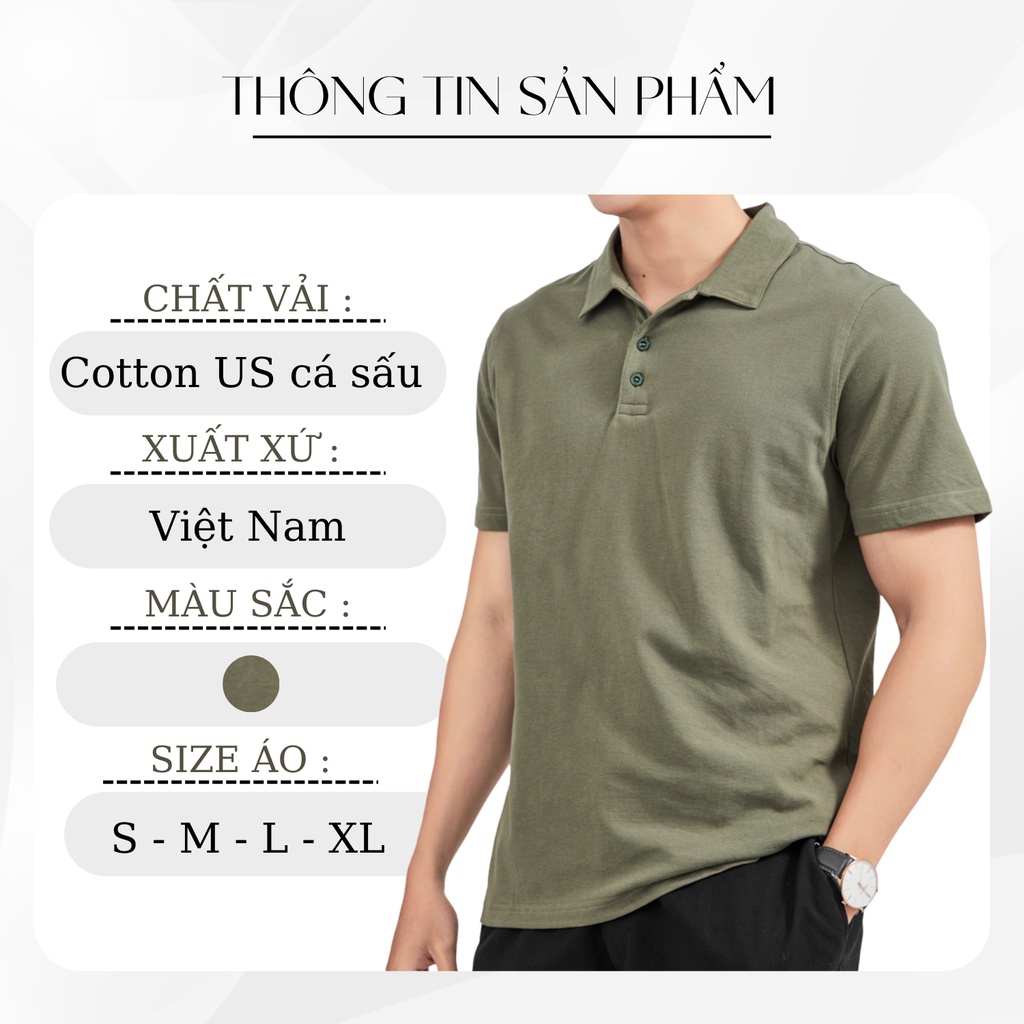 Áo Polo nam trơn tay ngắn HUDOMAN form slimfit chất vải cotton US cá sấu chống nhăn, bền màu AOPOLO-001