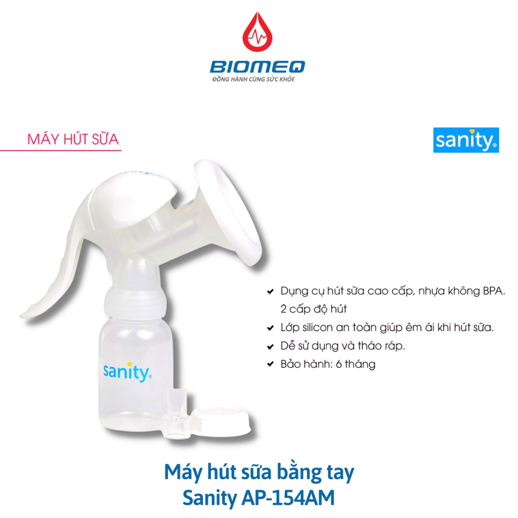 Máy hút sữa bằng tay Sanity AP-154AM thiết kế nhỏ gọn hút êm không gây đau rát