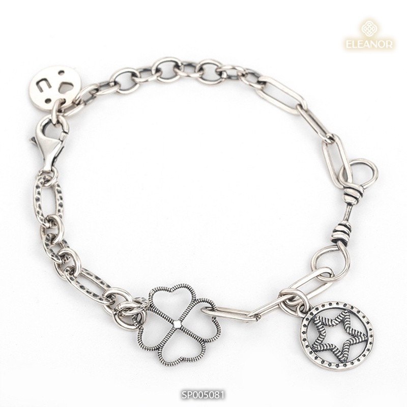 Vòng tay nữ bạc 925 Eleanor Accessories thiết kế mắt xích nhiều họa tiết phụ kiện trang sức 5081
