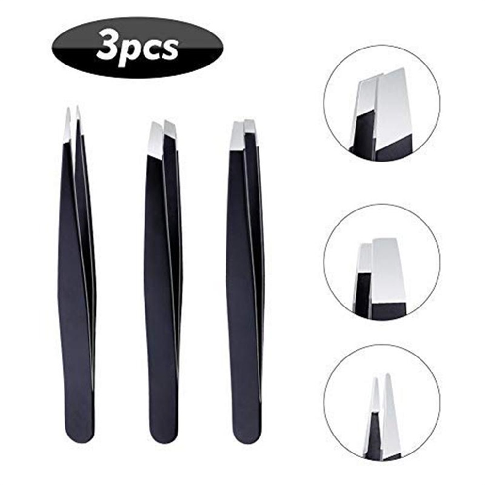 Bộ 3 nhíp nhổ lông mày / lông mi DUCARE bằng thép không gỉ