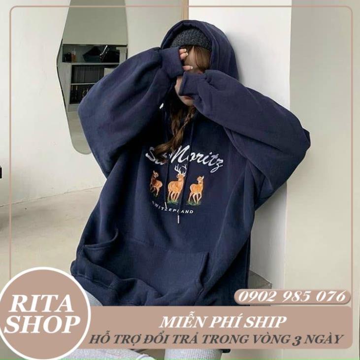 ÁO HOODIE NAM NỮ IN HÌNH CON NAI CHẤT THUN NỈ MỀM MỊN CAO CẤP TP