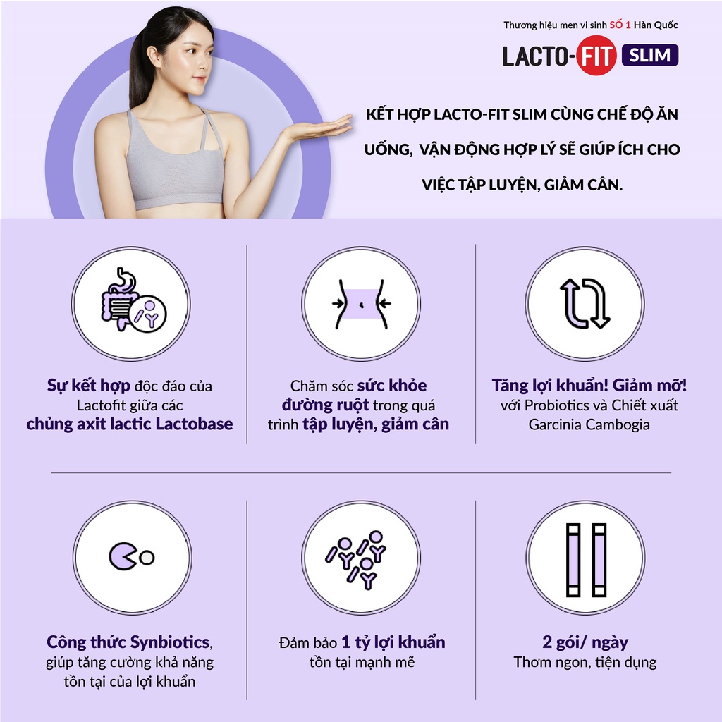 Combo 2 Hộp 60 Gói Men Vi Sinh LACTO-FIT SLIM Hỗ Trợ Đường Ruột Cho Người Ăn Kiêng (60 gói x 2g)
