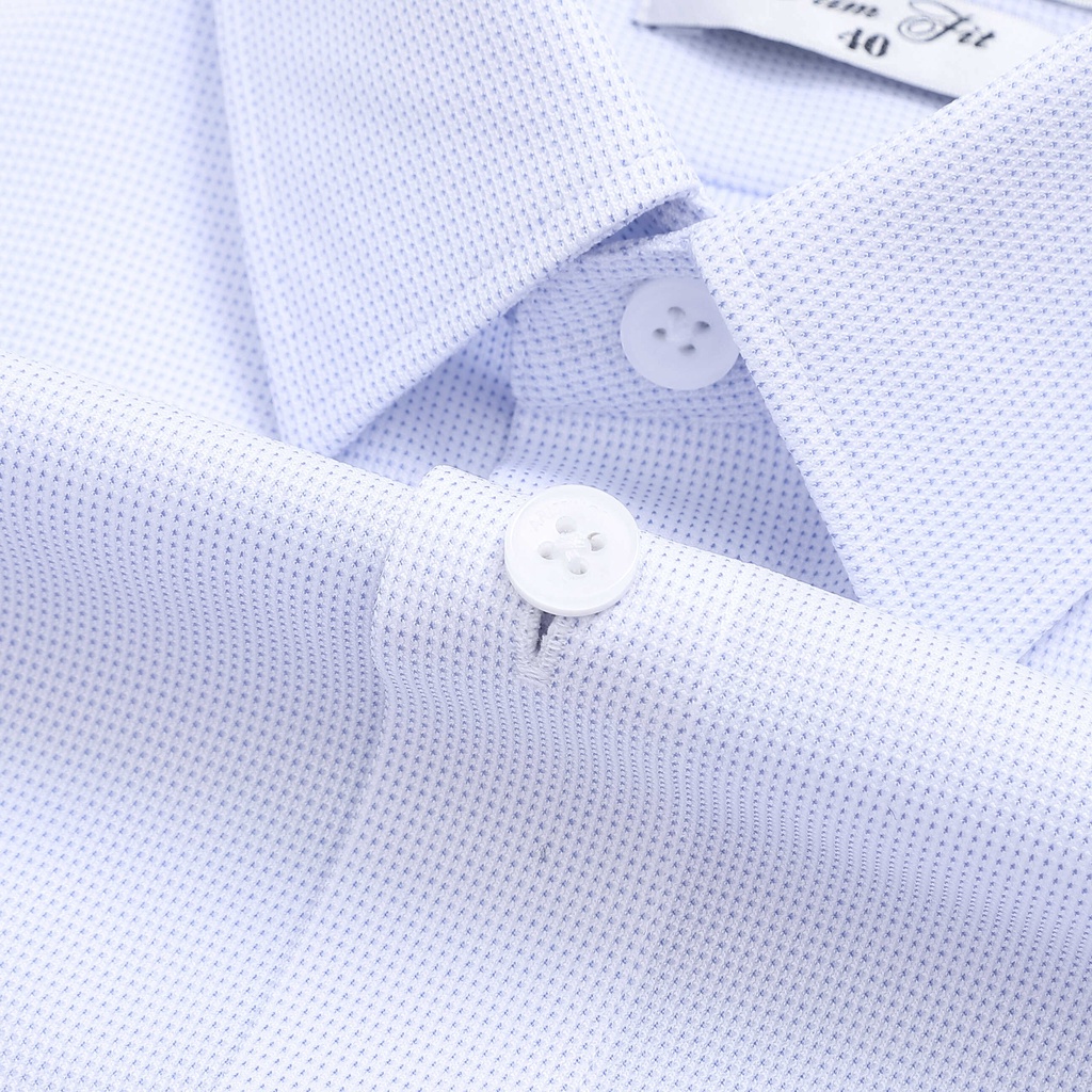 Áo sơ mi nam ngắn tay ARISTINO họa tiết trắng dệt dobby xanh tinh tế, lịch lãm - 1SS123S2