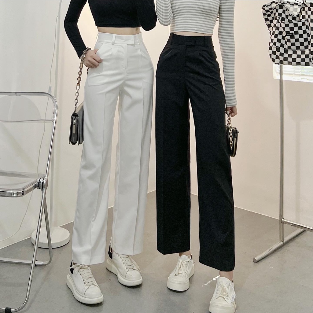 Quần kaki nữ HHVINTAGE kiểu dáng suông chất liệu dày dặn Pant B04