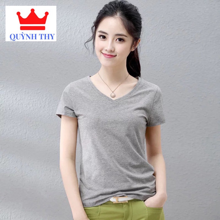 ( Mặc là mê ) Áo phông Nữ Cổ Tim Tay ngắn , Trẻ Trung, Mẫu Mới nhất - Hàng mới về