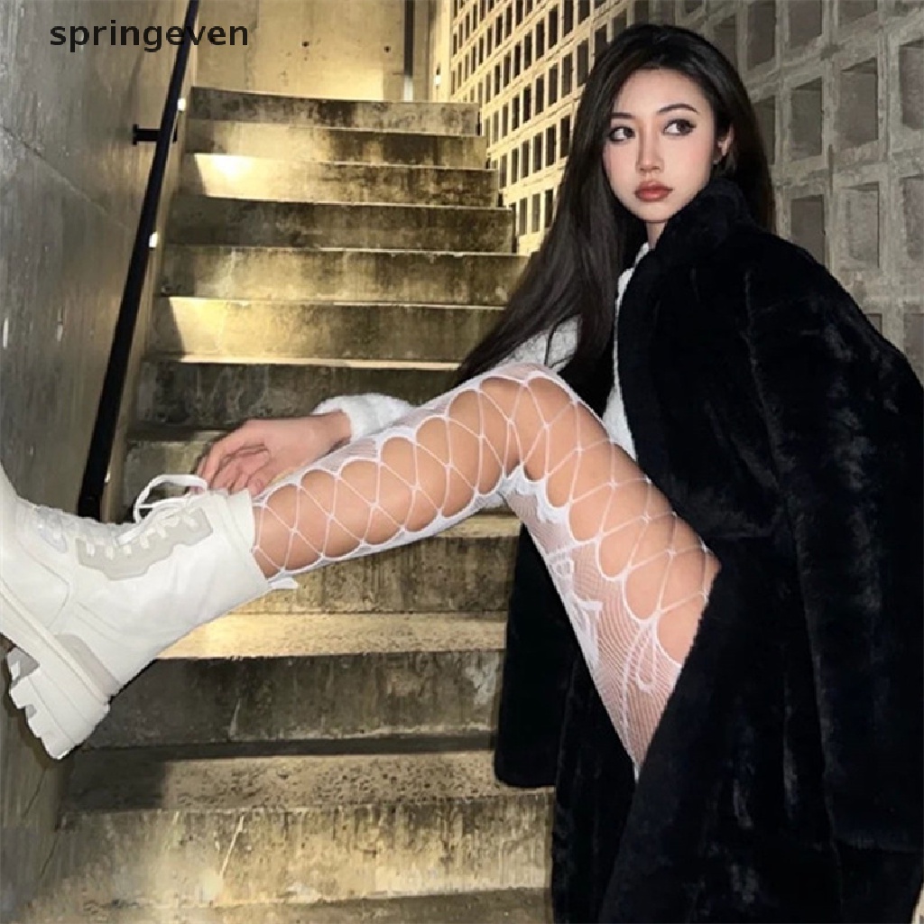 Quần Tất Lưới Dài Màu Sắc Kẹo Ngọt Phong Cách Punk Lolita Gợi Cảm Cho Nữ