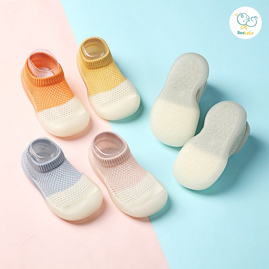 Giày tập đi cho bé đế silicon BeeLyLy thiết kế lưới thông hơi chất liệu mềm mại G3