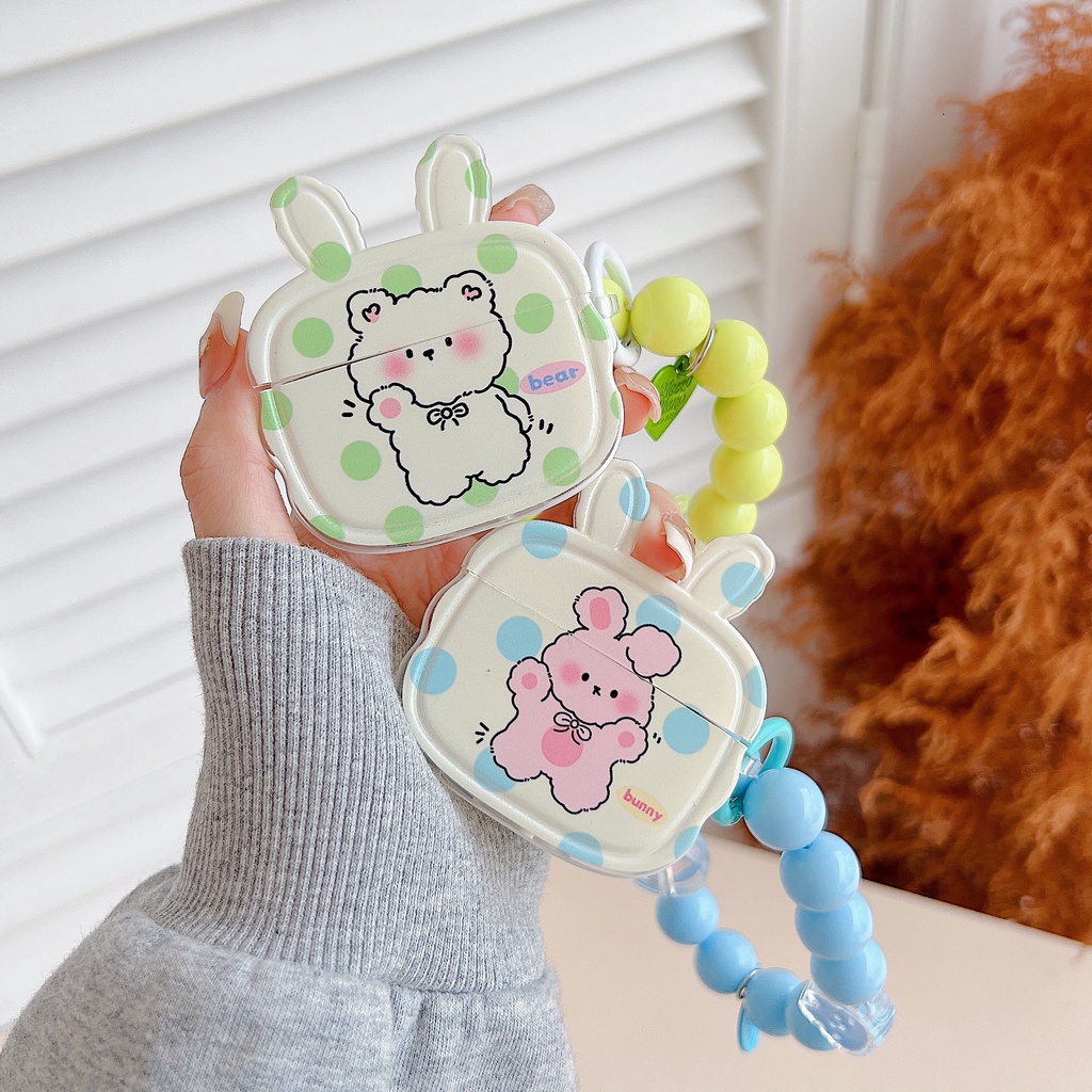 Vỏ Bảo Vệ Hộp Sạc Tai nghe không dây AirPods 1 / 2 3 Pro2 2022 Bằng Tpu Mềm Trong Suốt Hình Thỏ 3D Dễ Thương