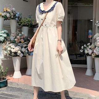 Đầm Tay Ngắn Cổ Búp Bê Phong Cách Hàn Quốc Thời Trang Mùa Hè Cho Nữ Mi