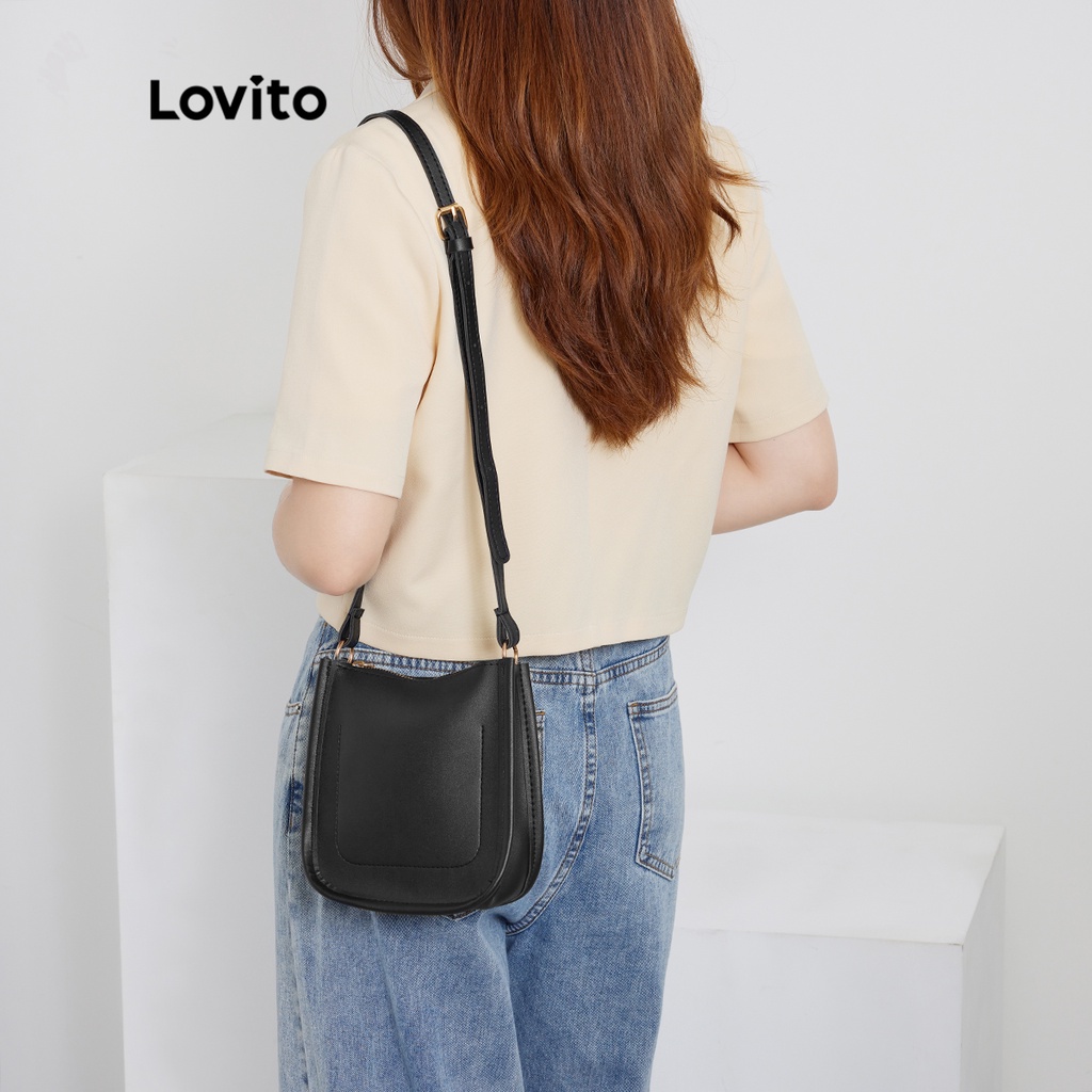 Lovito Túi Tote Hình Tròn Màu Trơn Nhẹ Nhàng L41BA15 (Màu Mơ / Nâu / Vàng / Đen)