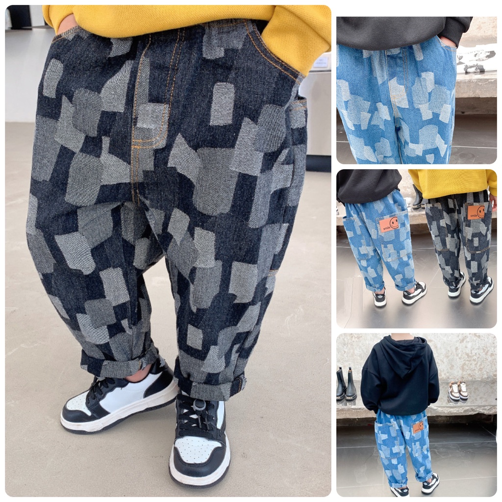 QJ52 Size 90-130 (9-27kg) Quần jean bé trai, quần bò dài hiphop  Thời trang trẻ Em hàng quảng châu