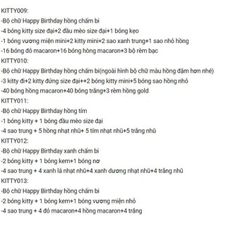 Sét Phụ Kiện Trang Trí Sinh Nhật Hello Kitty